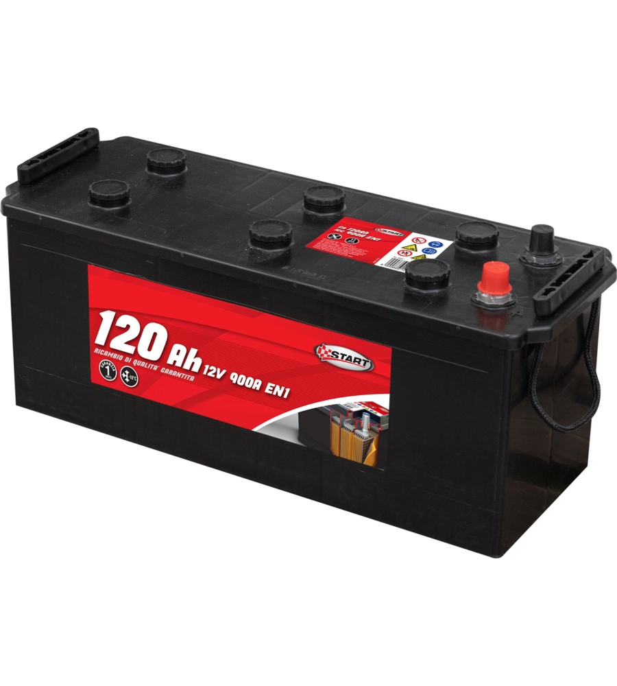 Batteria per autocarro e trattori 120ah 12v 900a polo positivo sinistro